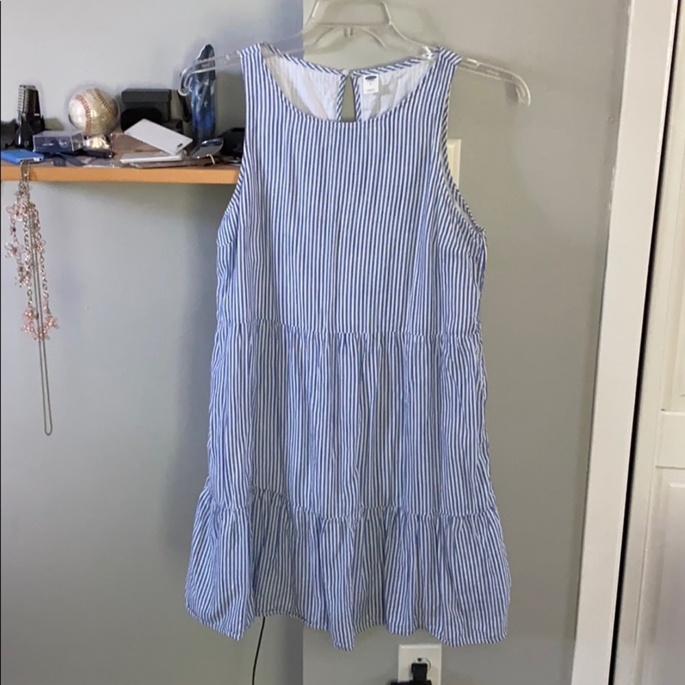 Blue and white pin stripe old navy dress